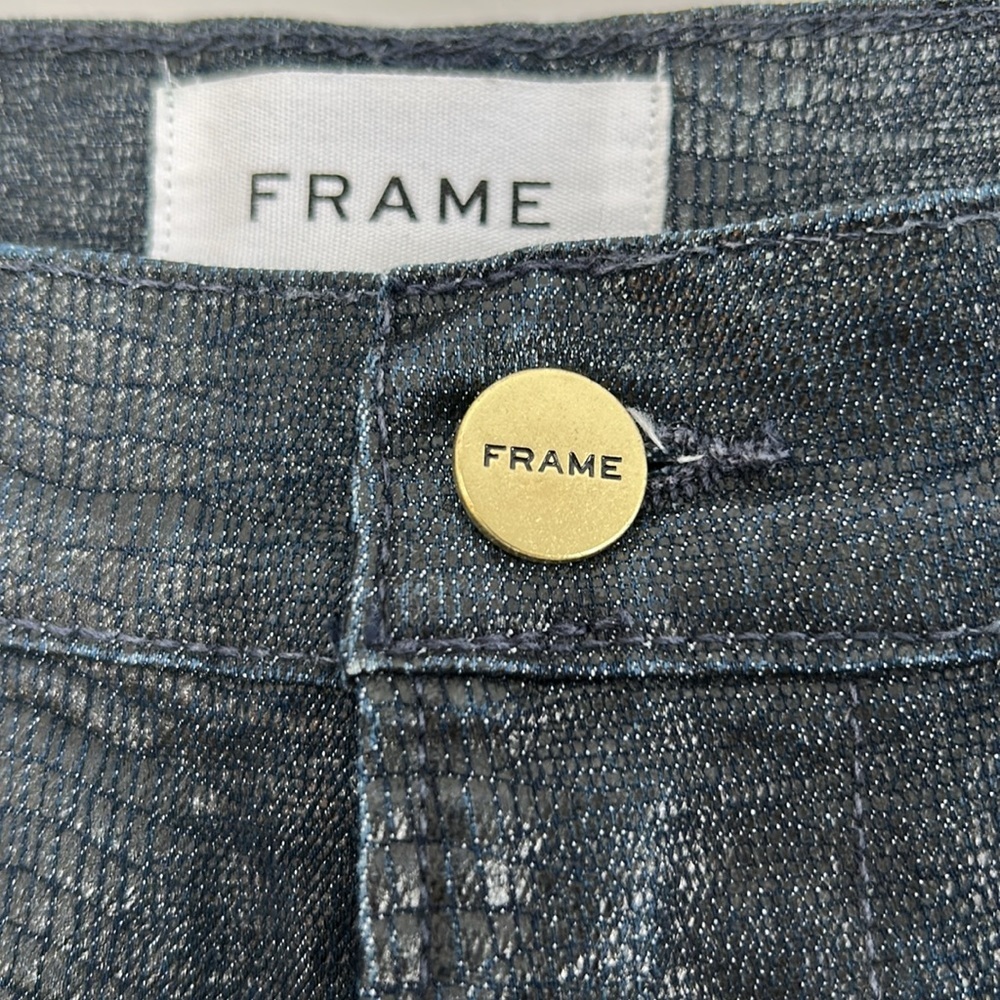 Frame Le High Straight Indigo Lizard Coated Jeans - Picture 14 of 14